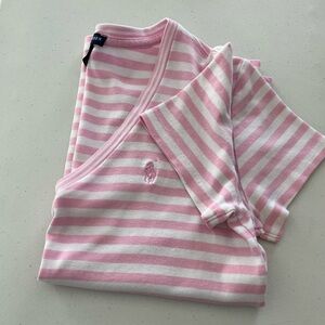 Ralph Lauren Pink and White Striped Tee